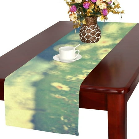 

MYPOP Chamomile Background Nature Cotton Linen Table Runner 14x72 inches