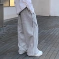 thumbnail image 5 of LIJCC Boys Spring Autumn Sweatpants Solid Color Loose Wide Leg Sweat Pants Elastic High Waist Baggy Joggers(Grey,6-7 Years), 5 of 8