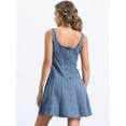 thumbnail image 3 of DARING DIVA Stylish Denim Casual Tank Square Neck Mini Dress L Light Blue, 3 of 6