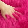 thumbnail image 3 of Lanco Fluffy Sheepskin Faux Fur Shag Area Rug, Pink, 30x46, 3 of 5