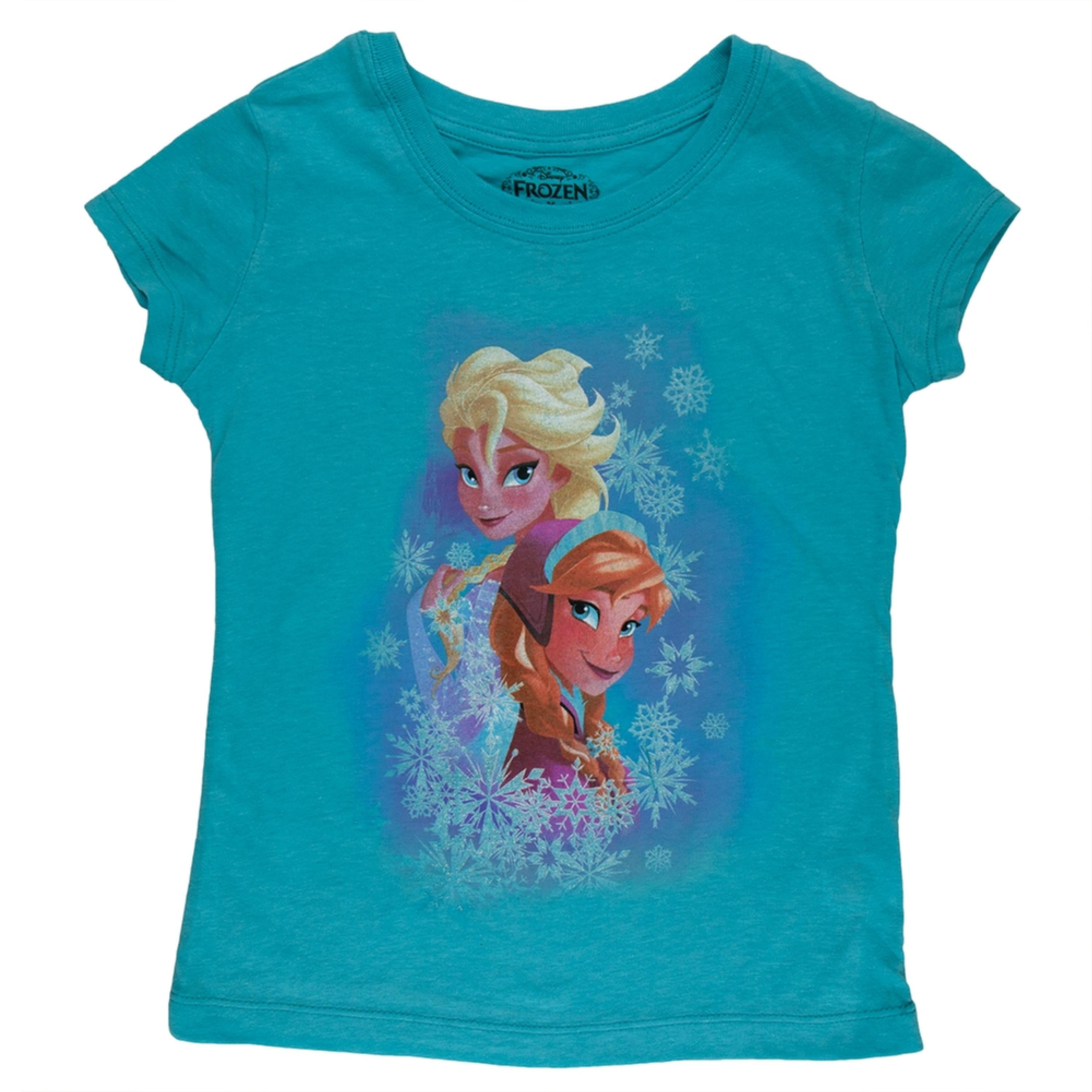 Frozen - Elsa and Anna Snow Collage Girls Juvy T-Shirt - Juvy 6X ...