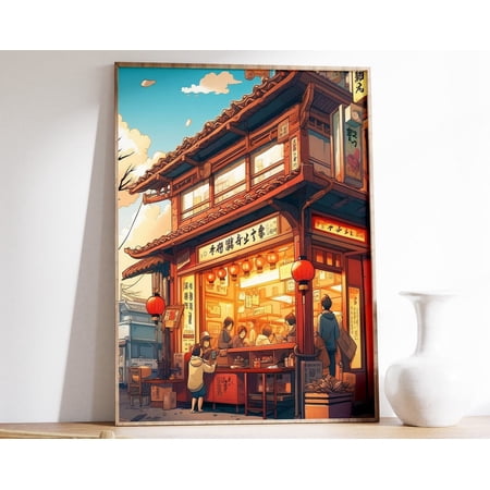 Traditional Japanese Sushi Restaurant Poster, Vintage Japanese Street Print, Retro Asian Decor, Oriental Art, Food Poster Wall Art, Modern Wall Decor, 8x12 UNFRAMED