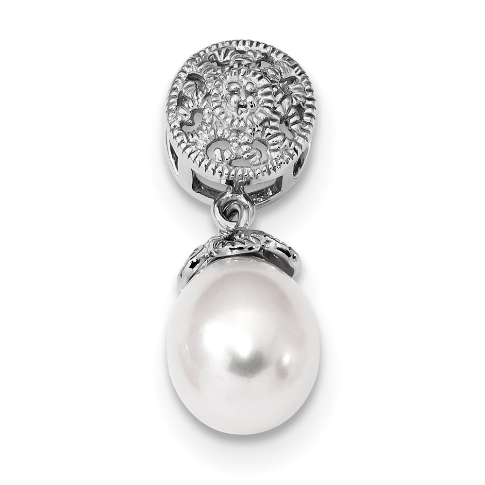 Mia Diamonds 14k Yellow Gold 7-8mm White//Pink Round//Rice FWC Pearl Dangle Earrings