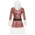 thumbnail image 3 of SUNSIOM Ensemble Robe de Noël Mini pour Femmes, Robe à Manches Longues à Capuche Rayée Patchwork + Ceinture + Jambières, 3 of 9
