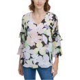 thumbnail image 1 of Calvin Klein Womens Floral Pullover Blouse, Multicoloured, Small, 1 of 1