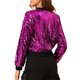 thumbnail image 3 of Chaqueta de lentejuelas para mujer INSPIRE CHIC con cierre de cremallera y bolsillos ocultos, chaqueta bomber S fucsia, 3 of 8