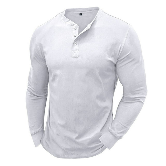 Blusas y camisas de manga larga y cuello redondo para hombre, blusa básica de color liso con cuello redondo y mangas largas.