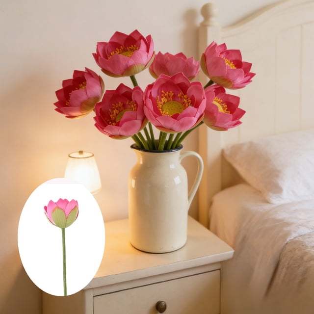 Fufafayo Artificial Lotus Flower Realistic One Fake Lotus for Pond Decoration, Spring Summer Decor Photography Prop, Water Feature Table Display for Living Room Bedroom Office