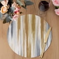 thumbnail image 3 of Brown Gray Round 13 Inch Placemats Set of 4, Vintage Abstract White Ombre Texture HeatResistant Non Slip Place Mats for Dining Table, Wipeable Braided Kitchen Table Mats for Housewarming, 3 of 9