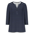 thumbnail image 5 of HongQid Women's Casual 3/4 Sleeve T Shirts Button V Neck Tunic Blouses Striped Basic Tee Tops Loose Fit Shirt, 5 of 9