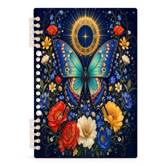 A5 Spiral Notebook 60 Sheets 80gsm Paper Ruled Journal Magical Butterfly and Floral