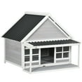 thumbnail image 2 of PawHut Outdoor Dog House for Large Dogs w/ Porch, Roof, Windows, 2 of 9