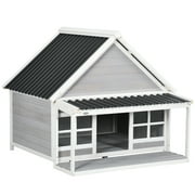 PawHut Outdoor Dog House for Large Dogs w/ Porch, Roof, Windows