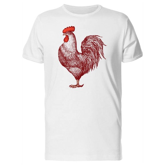 Black Outline Rooster T-Shirt Men -Image by Shutterstock, Male 4X-Large