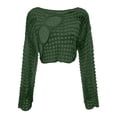 thumbnail image 5 of JULMCOMO Crochet Beach Cover Ups for Women Hollow Out Mesh Knit Summer Crop Tops Long Sleeve Cutout Bikini Cover Ups for Swimwear Army Green L, 5 of 6