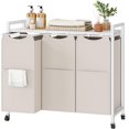 thumbnail image 5 of Laundry Sorter 3 Section, Laundry Hamper with Wheels, 3 × 11.5 Gal (43.4L), Rolling Laundry Basket, Pull-Out and Removable Oxford Fabric Laundry Bags, Rustic Brown and Grey, 5 of 10