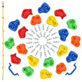 thumbnail image 2 of Rainbow Craft DIY Monkey Rock Climbing Holds for Kids - Wall Climbing Rocks of 20pc Rock Wall Holds, 2pc Handles & 1pc 8ft Knotted Climbing Rope - Kids Rock Climbing Holds Rock Wall Climbing Kit, 2 of 5