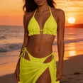 thumbnail image 2 of UTSJKR Women's Sexy 3 Piece Bikini Set, Special Fabric Lace Up Bathing Suit, Fashion Resort Beach Swimwear for Ladies Yellow S, 2 of 6