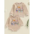 thumbnail image 4 of Aojekbee Baby Girls Romper, Long Sleeve Crew Neck Flower Letters Print Bodysuit Clothes for Casual Daily, 4 of 10