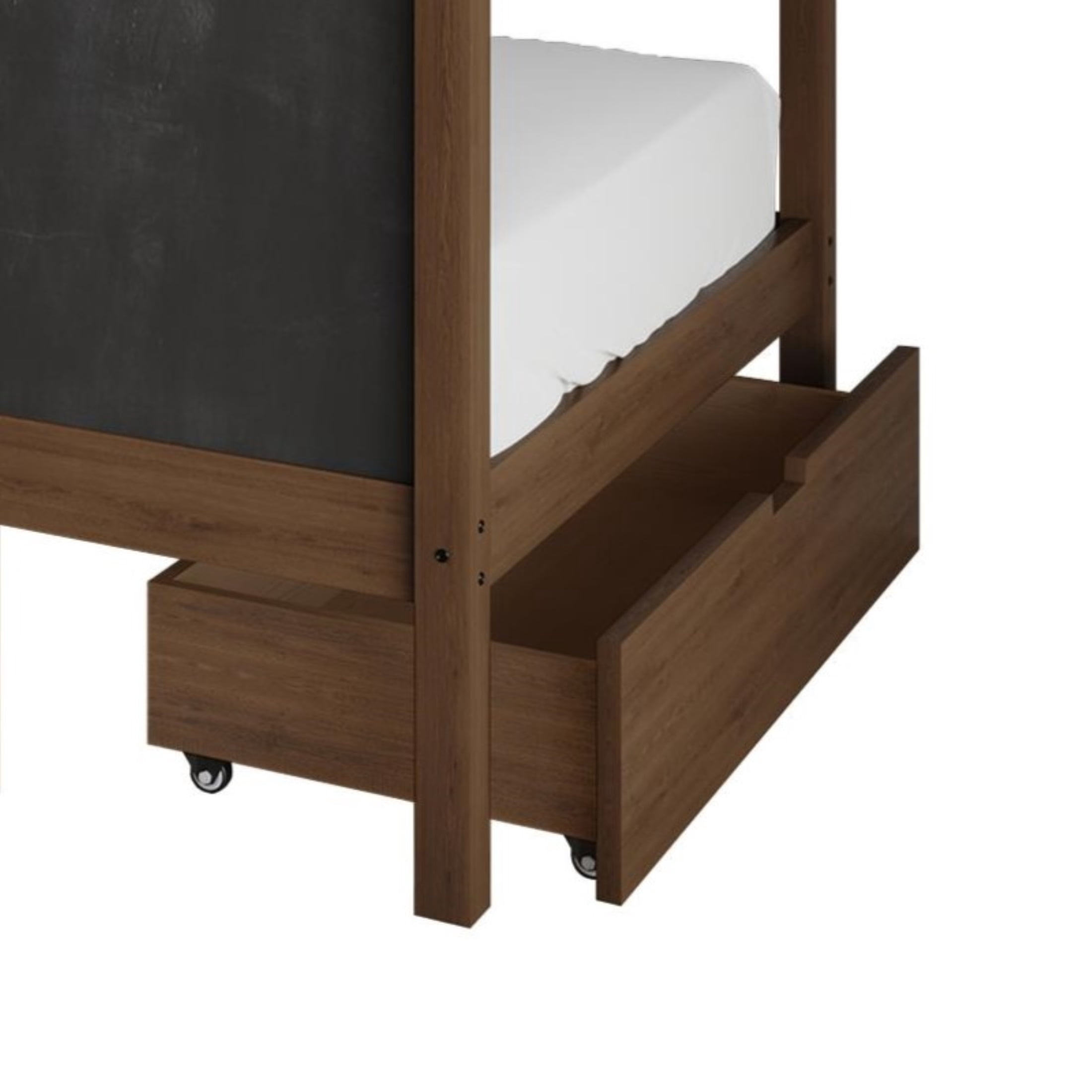 Castle Place Mid-Century Wooden Canopy Bed, Walnut