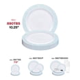 thumbnail image 5 of Smarty 10.25" White with Turquoise Blue and Silver Mosaic Rim Round Plastic Dinner Plates 120ct, 5 of 7