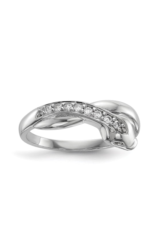Sterling Silver Rhodium-plated CZ Snake Ring Size 7