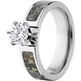thumbnail image 2 of Timber Women's Camo 1 Carat T.G.W. Round CZ in 14kt Whit Gold Prong Setting Cobalt Engagement Ring with Polished Edges and Deluxe Comfort Fit, 2 of 3