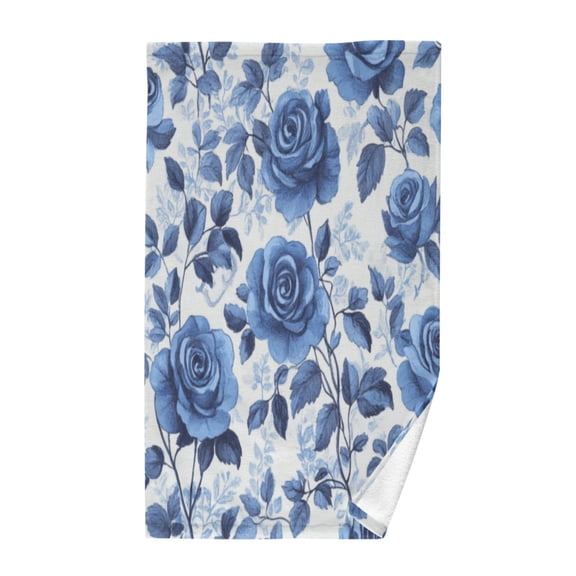 Pure Cotton Face Towel 16x28 Inches Hand Towel Bath Towel Hand Bath Towels Soft Good Water Absorption for Washing Face Wiping Face Pretty Blue Rose Seamless