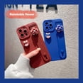 thumbnail image 6 of Cute 3D Cartoon Girl Avatar Phone Case with 3D Rotatable Flower Wristband Stand, Camera Lens Protection, Shockproof Silicone Soft Case for iPhone 12 Pro Max, Dark Blue, 6 of 14