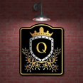 thumbnail image 2 of Letter Q Initial Fancy Gold Crown BLACK Aluminum Composite Sign 15''x18'', 2 of 9