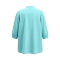 thumbnail image 5 of HongQid Womens Linen Blend Button Down Tunic Ladies Mandarin Neck Pleated Bust 3/4 Sleeve Blouse Casual Shirts, 5 of 7