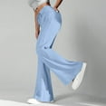 thumbnail image 4 of QATAINLAV Baggy Sweatpants for Women Drawstring High Waisted Flare Wide Leg Pants Solid Bell Bottom Lounge Trousers with Pockets, Light Blue, S,, 4 of 9