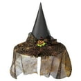 thumbnail image 2 of RUTAYY Girls Witch Hat Spider Web Mesh Veil Decor Pointed Top Wide Brim Halloween Party Hats Gold, 2 of 4