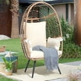 thumbnail image 2 of Simenmax Wicker Egg Chair, Outdoor Indoor Oversized Lounger Large Egg Basket Chair with Stand and Cushions for Patio Porch, Backyard, Living Room, Balcony,Beige, 2 of 6