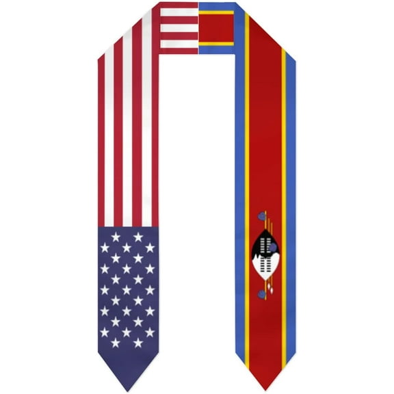 Eswatini & USA United States Flag Graduation Stole For International Student Stole Pride Shawls