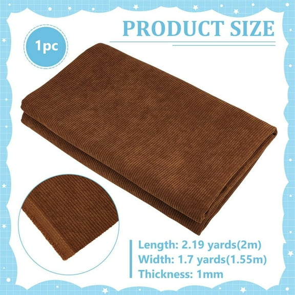 78.7x61Inch Saddle Brown Corduroy Fabric DIY Sewing Crafts Materials Corduroy Upholstery Fabric for Sewing Coat Shirt Dress Pants Costume Sofa DIY