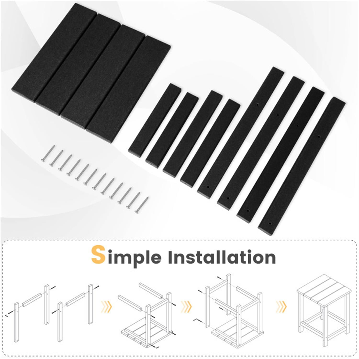 Demi Bonn 14" Square Weather-Resistant Adirondack Outdoor Side Table Set of 2, Small Outside End Table for Garden Yard Patio,door or Outdoor Use, Black