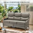 thumbnail image 3 of Lumiinofami Outdoor Wicker Rattan Sofa Patio 3-Seater Sofa Couch Deep Seat with Upgraded 6" Thick Cushions for Balcony Porch Garden, Gray, 3 of 9