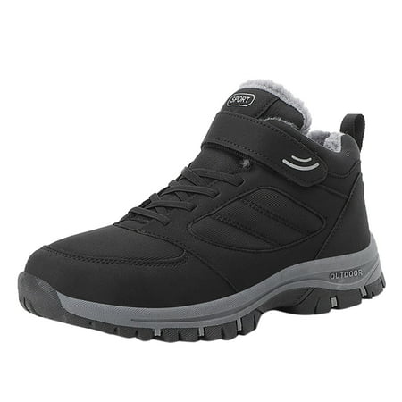 

GNEIKDEING Flat Men Couples Boots Keep Shoes Sport Hook&Loop Plus Snow Warm Boots Round Velvet Toe Men s Boots Gift on Clearance