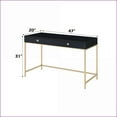 thumbnail image 3 of Desks, Contemporary Black High Gloss Writing Desk with 2 Drawers | Gold Metal Base | Black, Synthetic Wood, 3 of 8