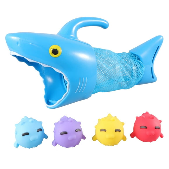 KAKOWELY 5pcs Children Bath Toys Hungry Shark Catching Fish Fishing Bath Time Toy Bathtub Water Toys Shower Toys for Boys and Girls,11.81"X4.72"X3.94"