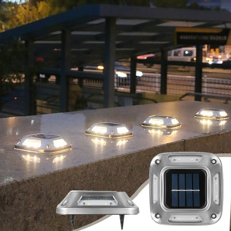 kchsji Solar Ground Lights Outdoor With Led Lamp Beads Disk Lights Garden Lights Solar Powered In-Ground Outdoor Landscapes Lighting Sliver