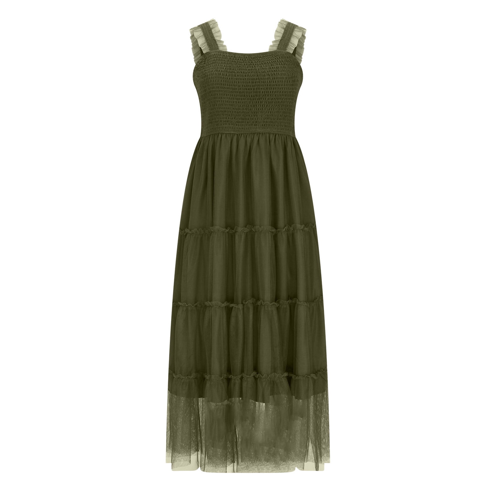 Mgmyaa Womens Summer Long Dresses Square Neckline Sleeveless Low