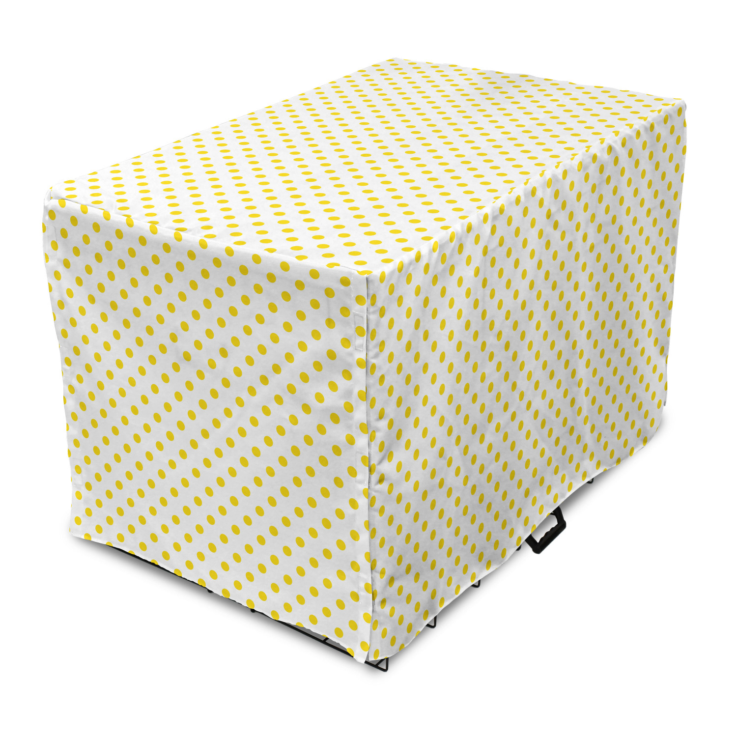 Yellow Dog Crate Cover, Picnic Like 50s 60s 70s Retro Themed Yellow Spotted White Pattern Print, Easy to Use Pet Kennel Cover for Medium Large Dogs, 35" x 23" x 27", Yellow and White, by Ambesonne - image 1 of 6