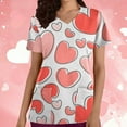 thumbnail image 1 of TIMIFIS Blouse Blanche pour Femmes, Manches Courtes, Col en V, Imprimée, Décontractée, avec Poches-Blanc, 1 of 5
