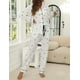 thumbnail image 4 of Conjunto de pijama ZMJ, camisa de manga larga y pantalones para mujer, blanco, XXL, 4 of 8