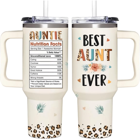 Aunt Gifts - 40oz Tumbler With Handle & Straw - Perfect for Christmas, Birthdays, Mother's Day