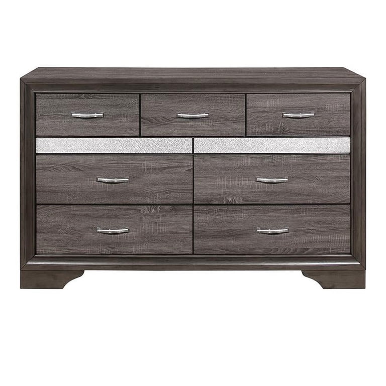 Pemberly Row 9 Drawers Contemporary Wood Dresser in Gray and Silver Glitter  - Walmart.com