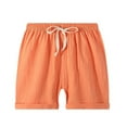 thumbnail image 2 of LYMAYTER Kids Baby Summer Casual Shorts for Girls Boys,Toddler Elastic Waist Linen Shorts Pants Solid Color Drawstring Cotton Linen Shorts 2-13T, 2 of 11