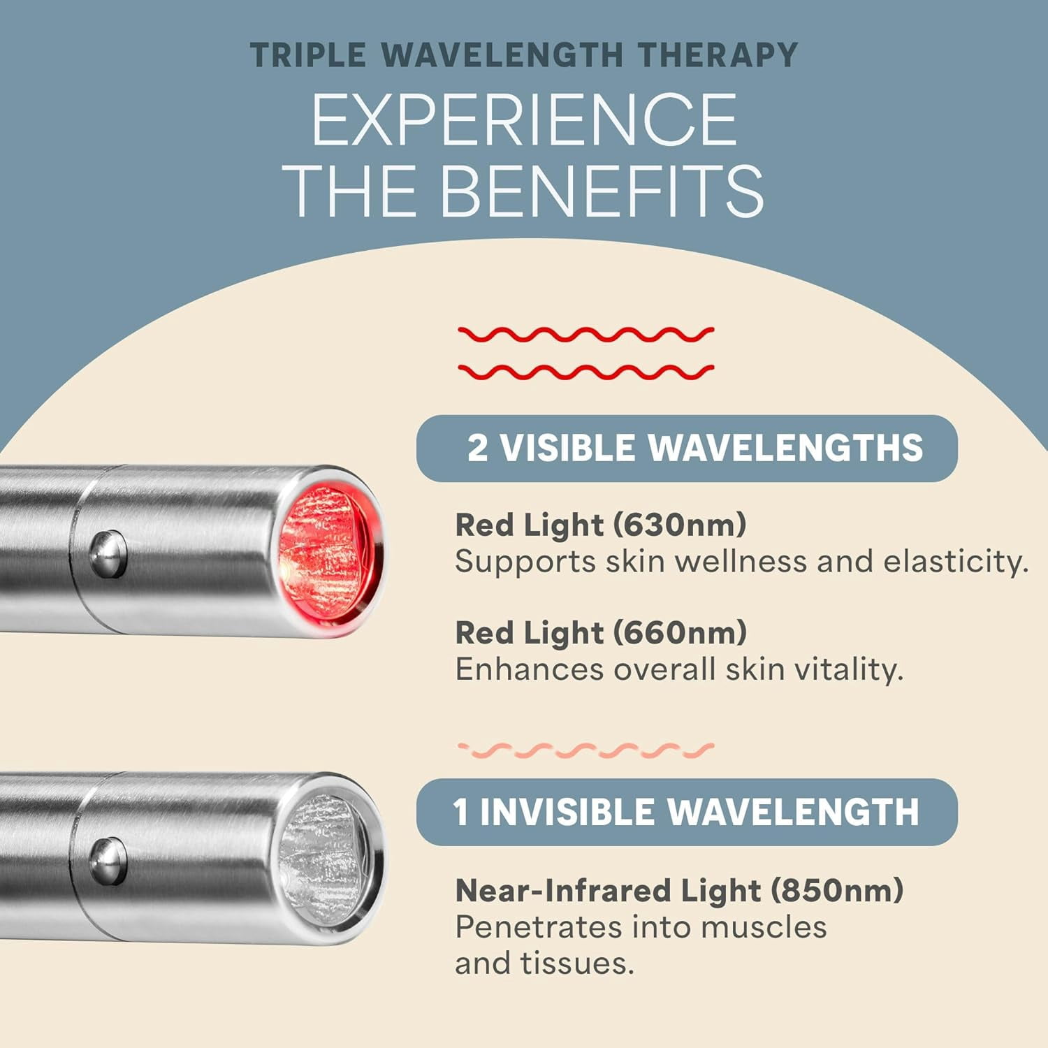 Lifepro LumiCure Pro Red Light Therapy Torch - Handheld Infrared Wand for Muscle & Joint Support - Portable LED Device with 3 Wavelengths - Silver